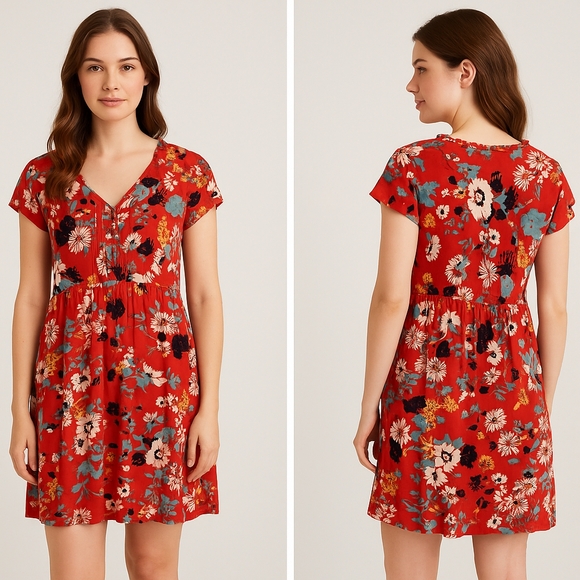 Daniel Rainn Red Floral Mini Dress - Picture 1 of 6